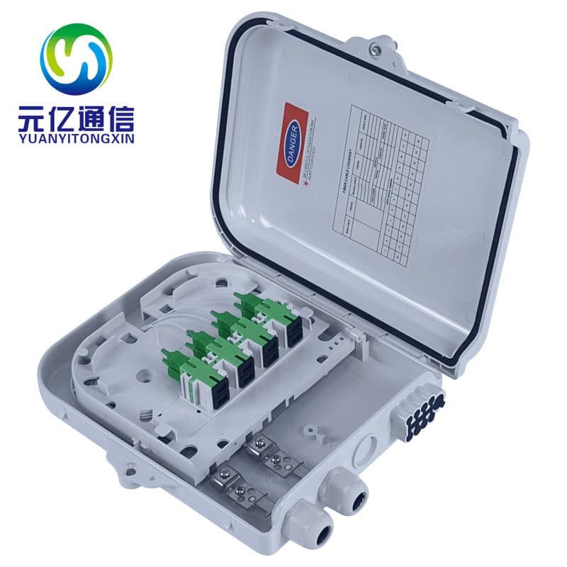 FTTX Network Communication Fiber Optic Outdoor Waterproof 8-Core Distribution Box White Wall-Mounted Aerial Type