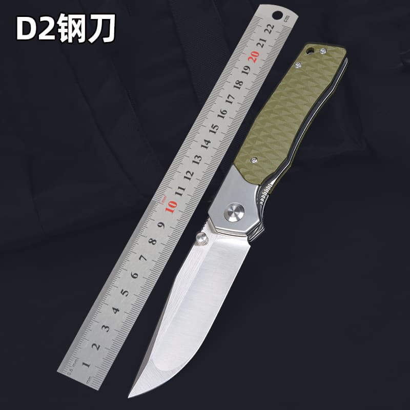 Outdoor Portable Stainless Steel Folding Knife G10 Mini D2 Fruit Key Self Defense Camping Knife Sharp Fruit Peeler