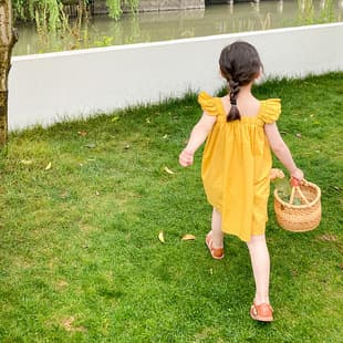Customizable Girls Sweet Little Flying Sleeve Vest Dress Summer Children Cool Strapless Princess Dress