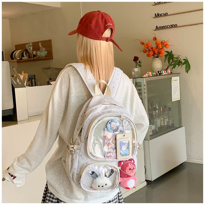 New transparent backpack, lightweight and simple middle school student backpack, Korean style casual large capacity Japanese and Korean style ins pain bag