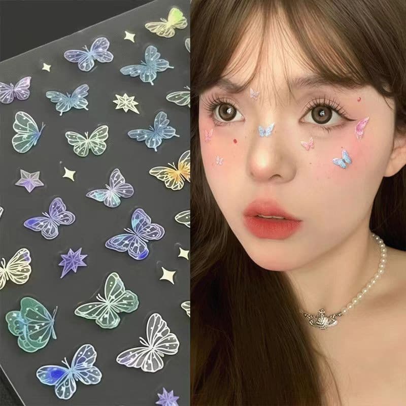 【Fairy Style】Butterfly Wing Iridescent Sticker Universal Sticker Craft Book Nail Art Sticker Butterfly Kids Nail