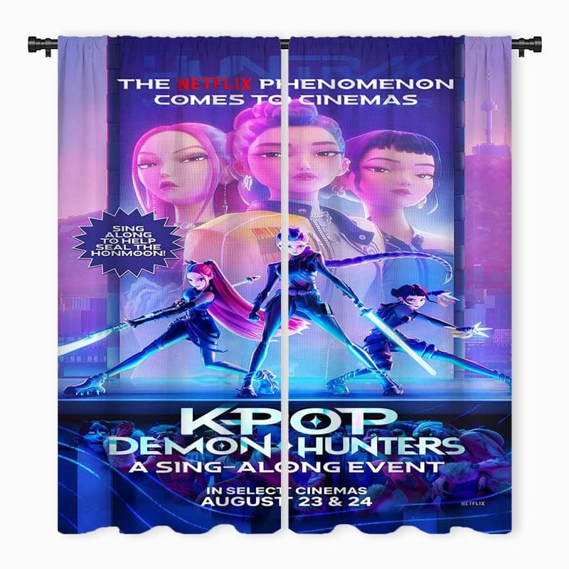 Amazon Polyester Curtain Witch Hunt Flocked Print Blockout Curtain Door Curtain POD Same Day Shipping