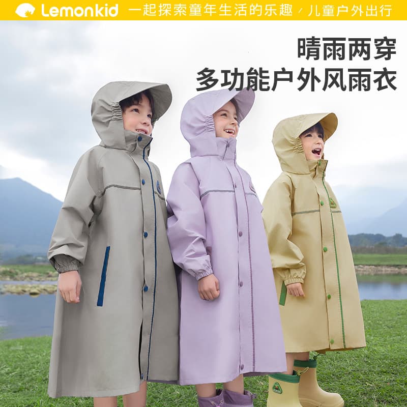 Lemonkid Kids Raincoat with Backpack Cover for Primary School Boys and Girls, Grade 1 Rain Poncho Wholesale