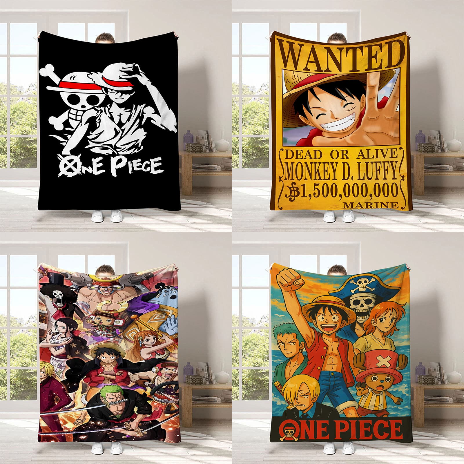 Cross-Border Exclusive Supply for Amazon Cartoon Print One Piece Blanket Japanese Anime Digital Print Flannel Blanket