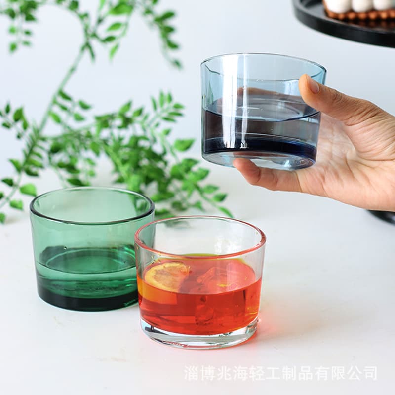 Cross-border whiskey glass large diameter household glass water cup high-end simple stackable beer spirit cup