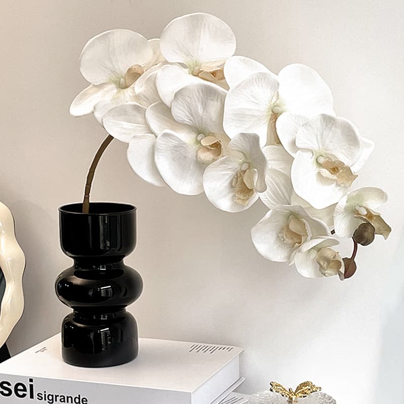 Phalaenopsis Artificial Flower Single Stem 10 Heads Rubber Head 3D Printed Touch Fake Flower Living Room Decoration Premium Dried Flower Decor