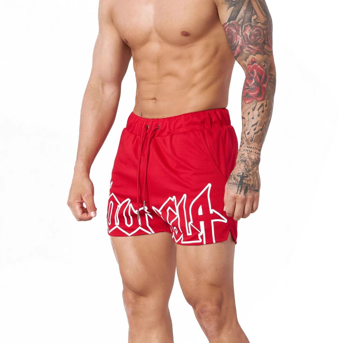 YOUNGLA Summer Sports Fitness Shorts for Men, Mesh Quick-Dry Breathable Basketball Training Shorts, Casual Beach Shorts