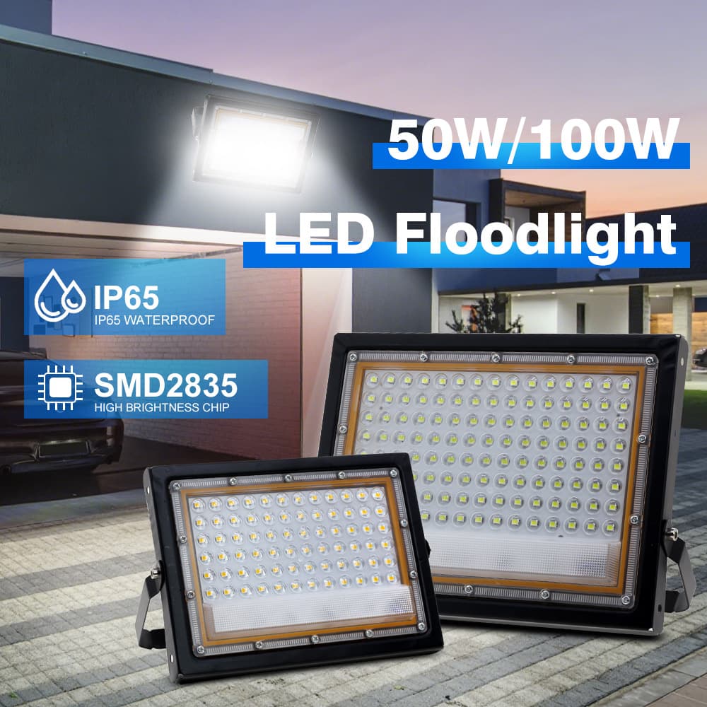 LED Flood Light AC220V Outdoor Spotlight IP65 Waterproof 50W 100W Floodlight DC12V Stall Light