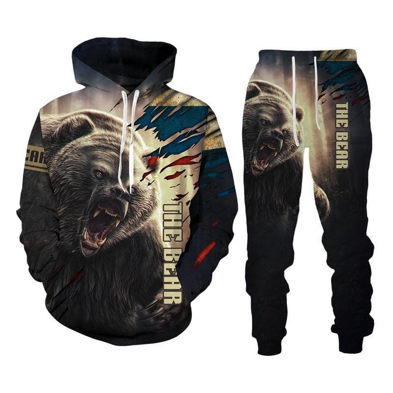 Cross-border Hot Selling Europe and America New Set 3D Printed Animal Hoodie Men's Fashion Sweatshirt New