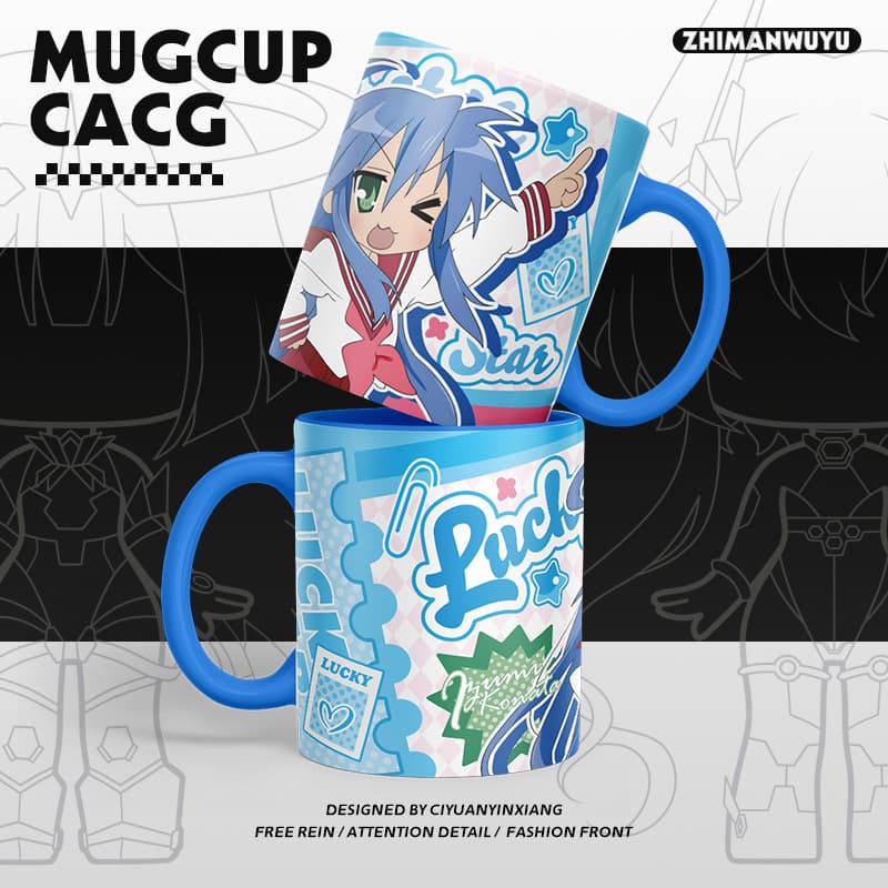 Lucky Star Doujin Merchandise Izumi Konata Hiiragi Kagami Takara Miyuki Kobayakawa Yutaka Ceramic Water Cup Mug