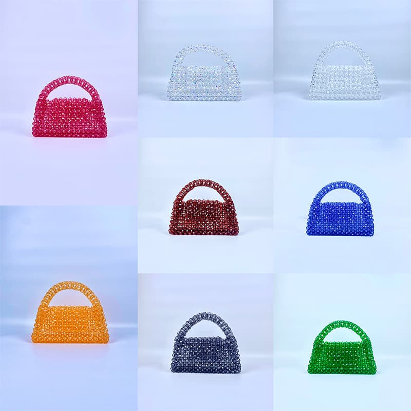 New French Casual Elegant High-End Beaded Woven Pillow-Style Acrylic Handbag and Crossbody Bag