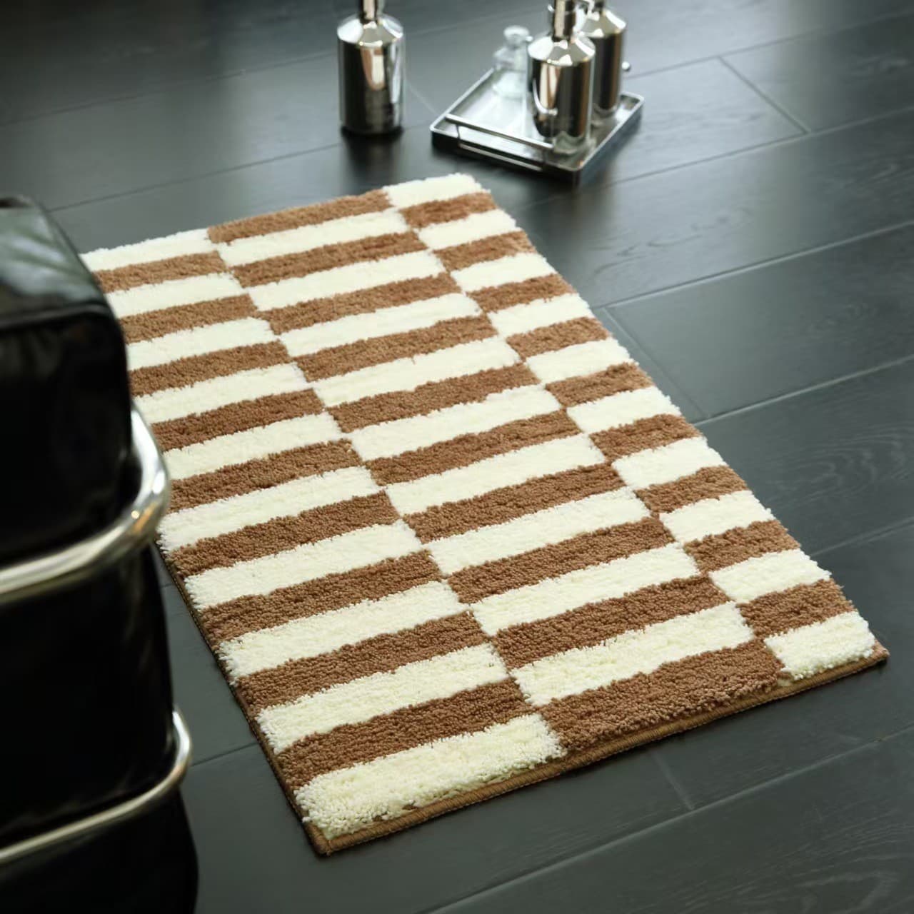 Cross-border ins style flocked carpet minimalist style home bathroom living room door custom foot mats stain-resistant non-slip floor mats