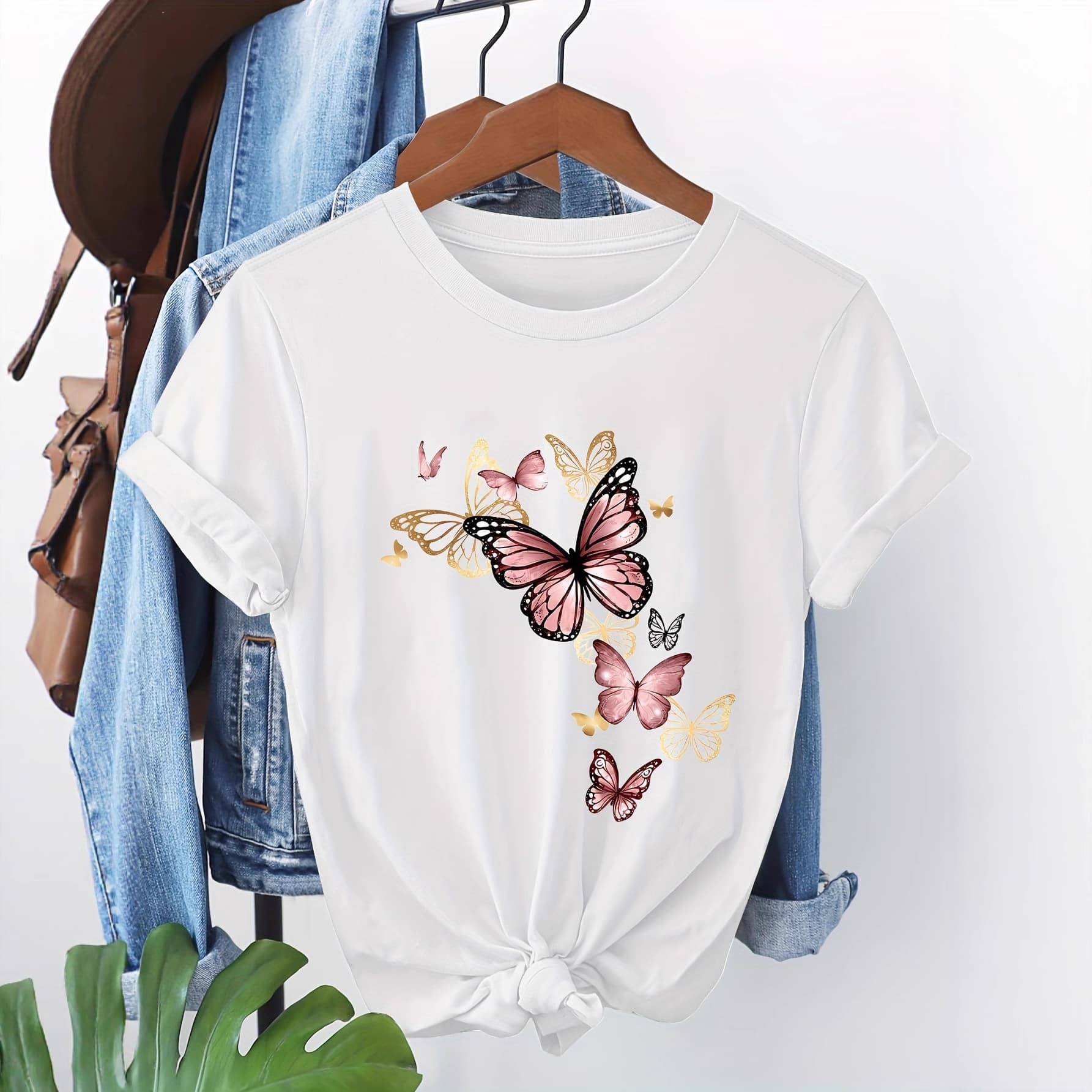 Cross-border Stock Women's Summer T-Shirt Printed Fashion Casual Cute Short Sleeve Round Neck Printed T-Shirt