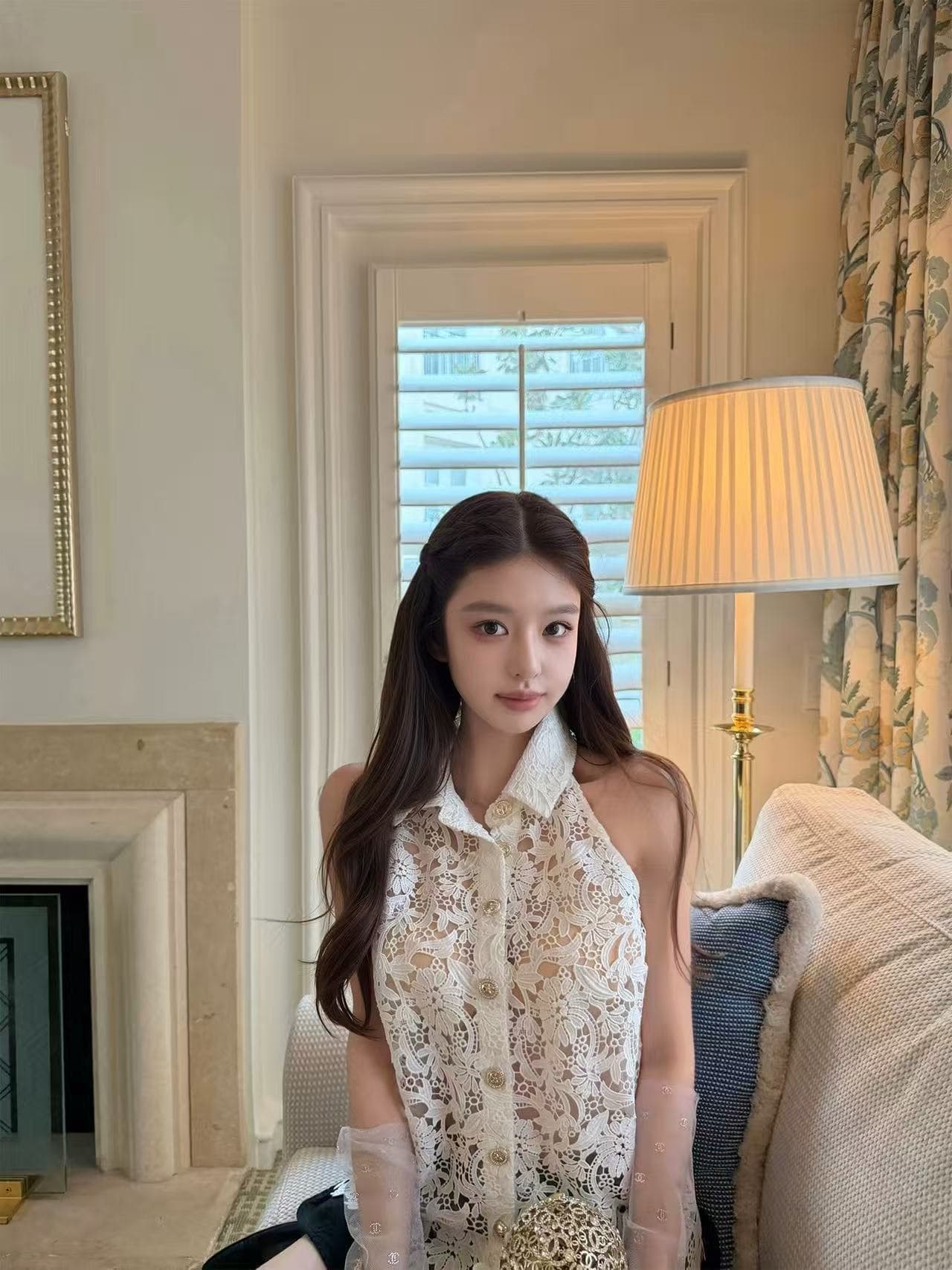 French Light Luxury 'Spoiled Princess' Elegant Heavy Craftsmanship Exquisite Chanel-Style 3D Water-Soluble Lace Women's Sleeveless Blouse