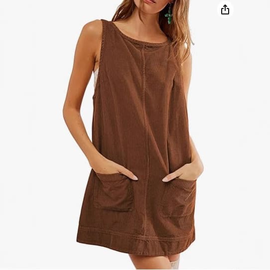 2024 Amazon Women's Autumn and Winter New Cross-Border European and American Casual Corduroy Sleeveless Vest Y2K Dress