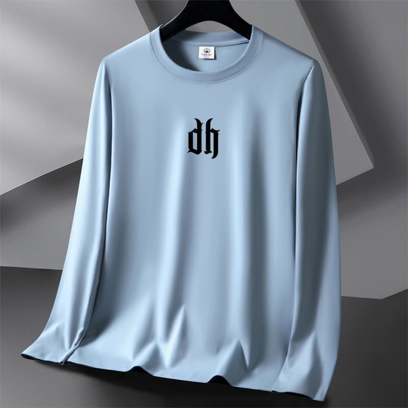 200g heavyweight 100% cotton long-sleeved T-shirt men's spring and autumn round neck cotton base T-shirt sweatshirt men's clothing