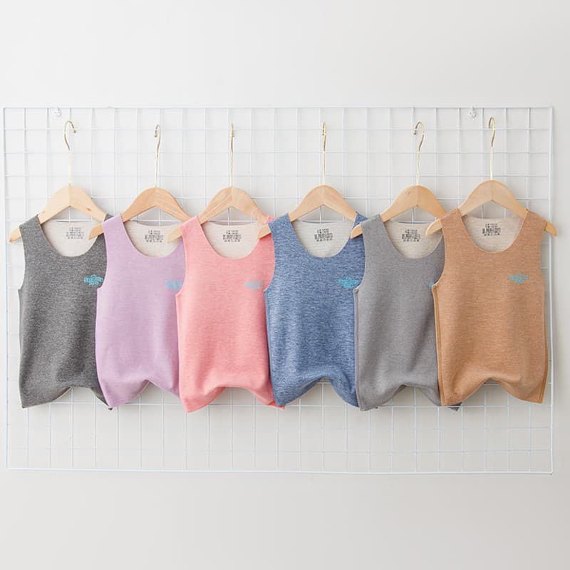 Children's velour warm vest inner wear for boys and girls, medium to large kids seamless wool silk autumn and winter style vest