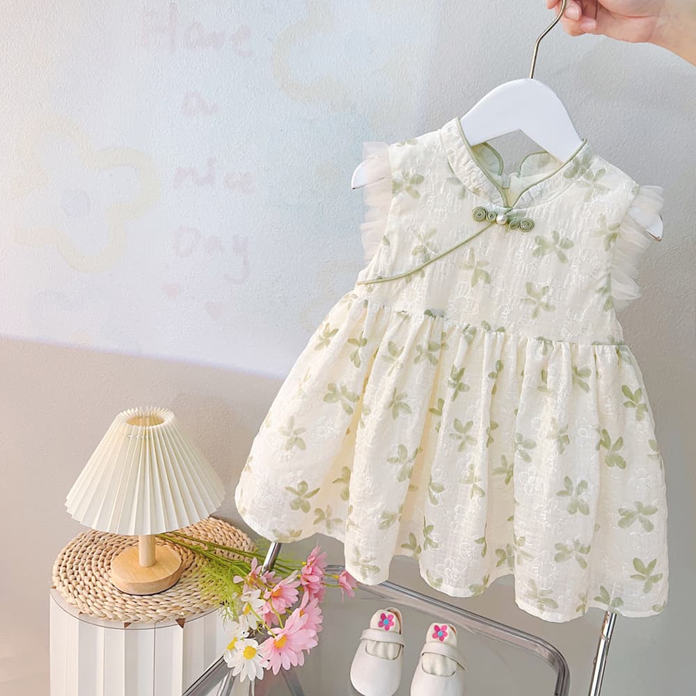 Girls Summer Dress 2026 New Style Children's Traditional Chinese Cheongsam Hanfu Dress Baby Fashionable Princess Dress