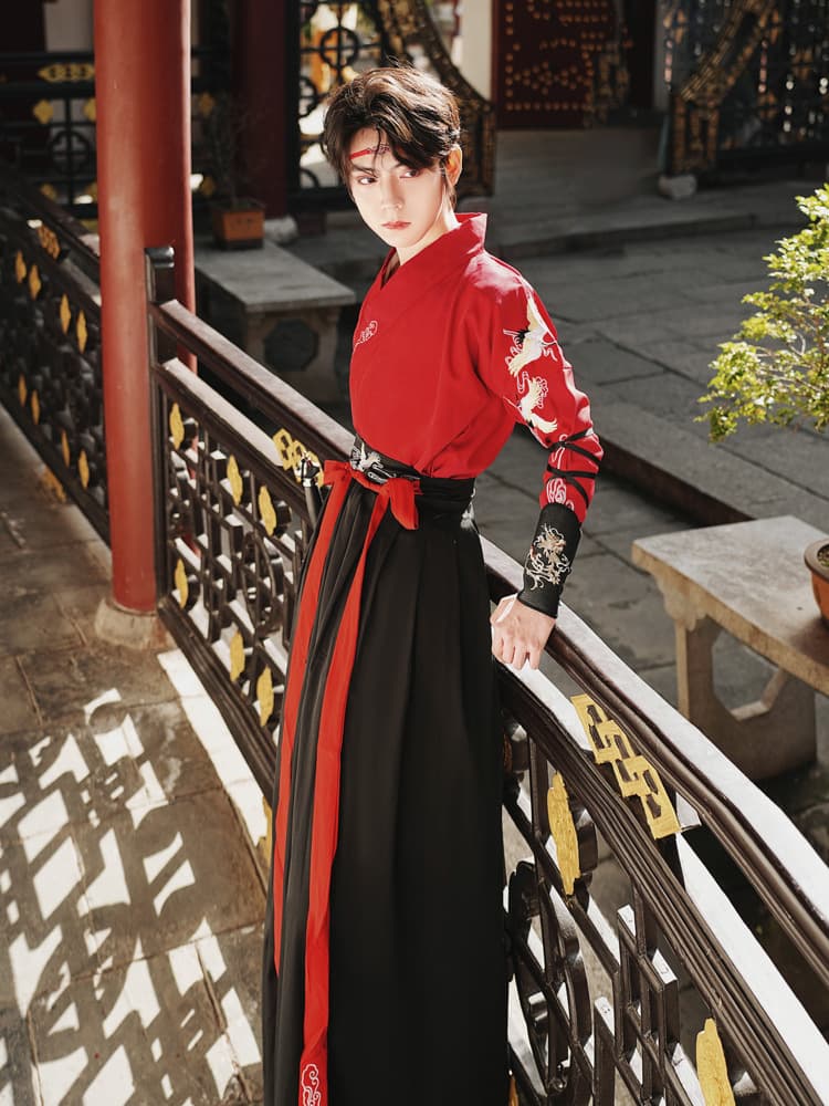 5969 Hanfu Crane Embroidery Cross-Collar Martial Arts Lovers CP Ancient Style Couple Plus Size Set Price Limit 40+