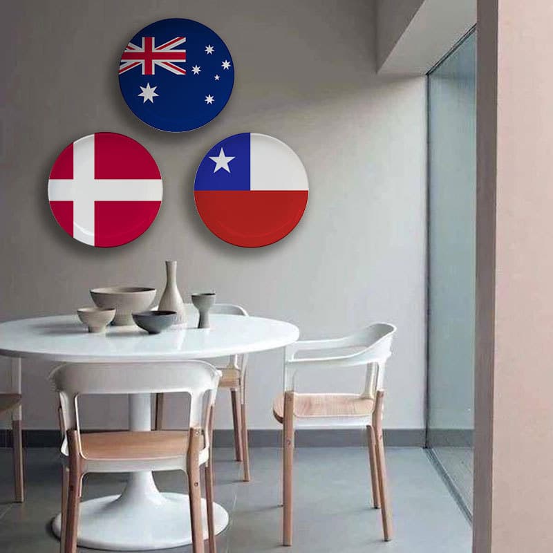 World National Flag Decorative Plate, Football World Cup Bar Decoration Hanging Plate, Ceramic Ornament