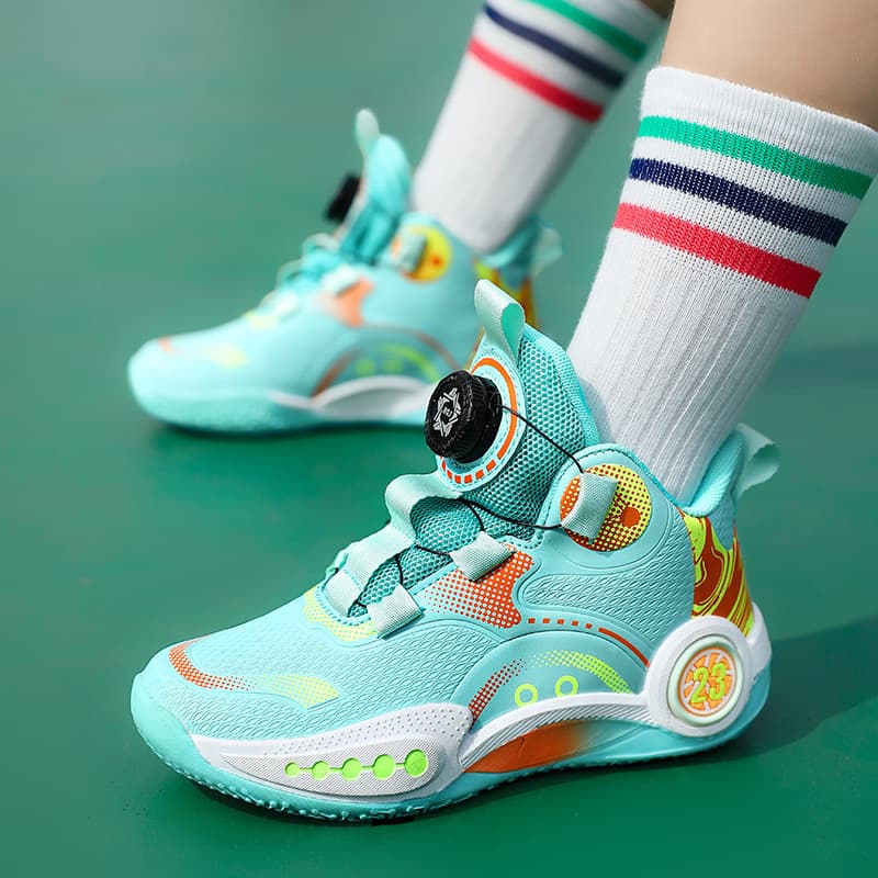 Boys' Youth Professional Training High-Top Basketball Shoes, Anti-Slip Children's Student Outdoor Sports Shoes, Cushioned Sneakers