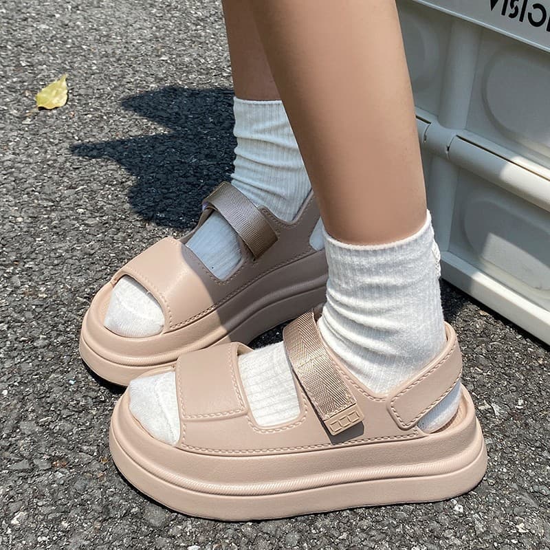 (Red Box Packaging) New Summer Thick-Soled Height-Increasing Velcro Sandals, Fashionable Slippers for Outdoor Wear