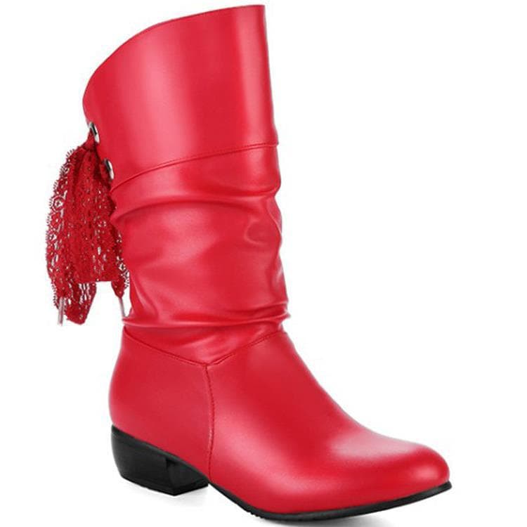 Extra Large Mid-Calf Boots for Women Size 40-47 Winter Low Heel Casual Women's Shoes 6-3