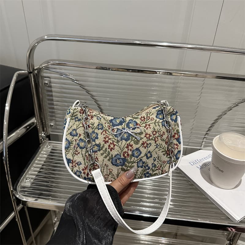 Premium 2025 Summer New Chinese-Style Large-Capacity Tote with Artistic Floral Painting, Casual Shoulder Bag for Women