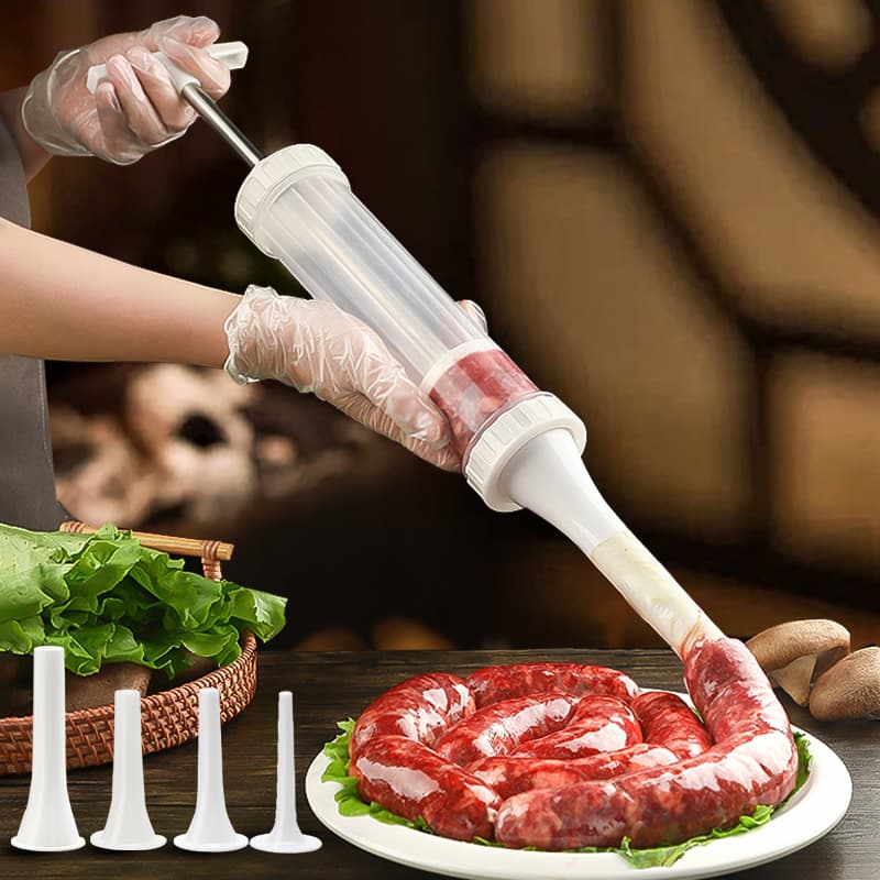 Large manual push-type sausage filler for home use, meat casing stuffing tool