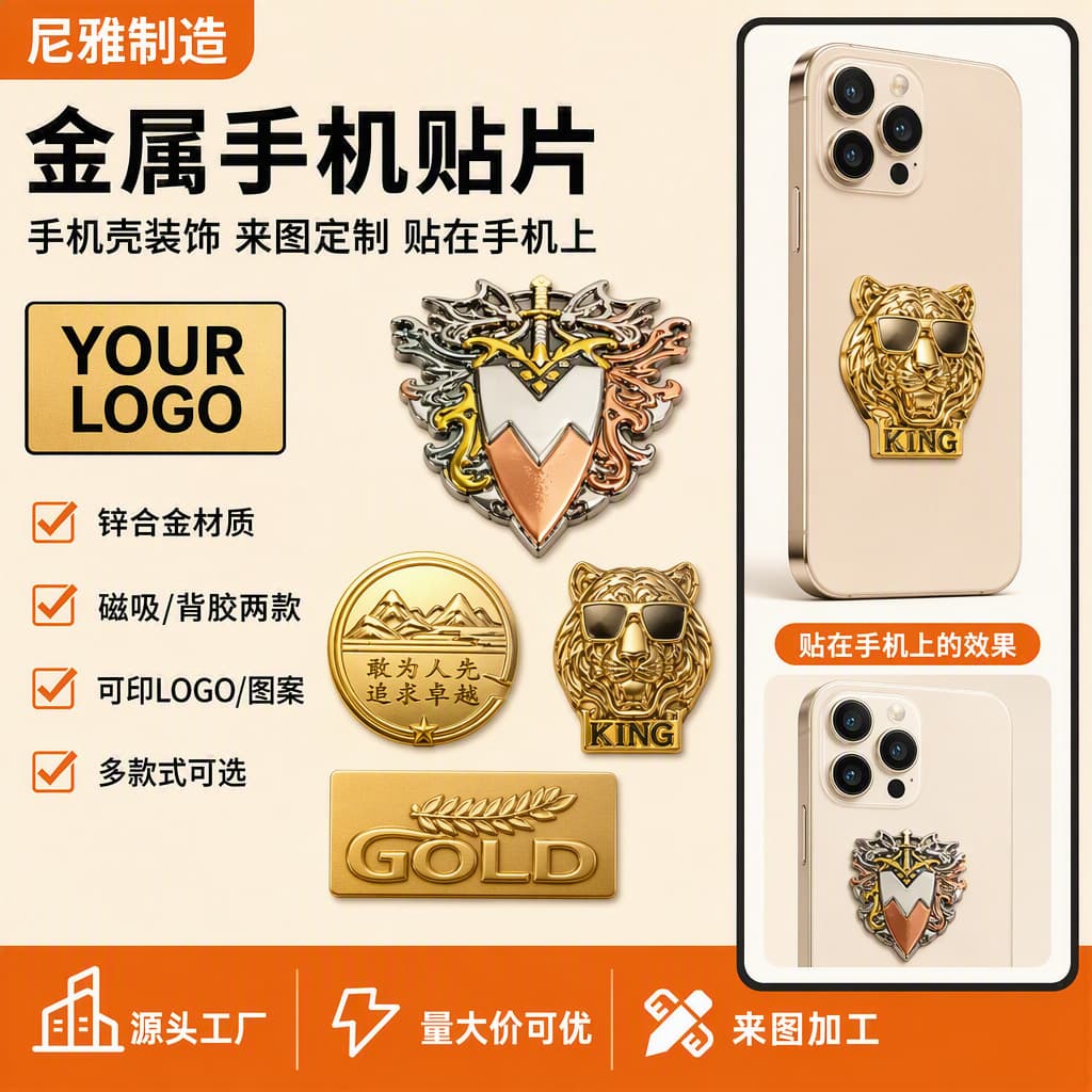 Engraved Phone Stickers, Metal Phone Stickers, Phone Case Decoration, Graffiti Embossed Stickers, Nezha High-End Alloy Factory