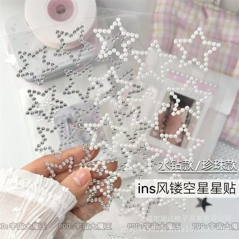 Premium star decorative stickers, blogger-recommended pearl star stickers, 3D decoration for card packaging, affordable