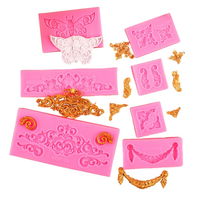 Various Lace Pattern Silicone Molds Hollow Relief Border Frame Vintage Photo Frame Mold