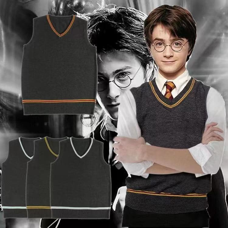 Harry Potter Gryffindor Cosplay V-Neck Vest Sweater Vest School Style Harry Potter Scarf Hot