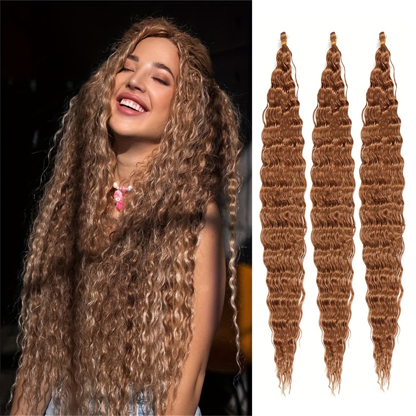 Cross-border Synthetic Fiber Wig Deep Wave Twist Bulk Hair 18-30 Inches Deep Crochet Hair