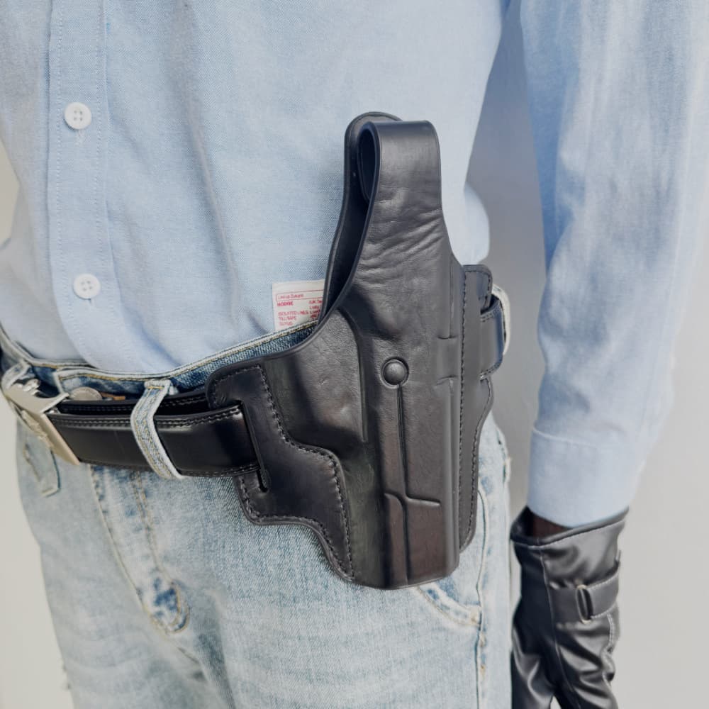 64/77/92 Press-Molded Holster Top-Grain Leather Tactical Training Movie Prop Quick-Draw Waist Concealed Pistol Pouch