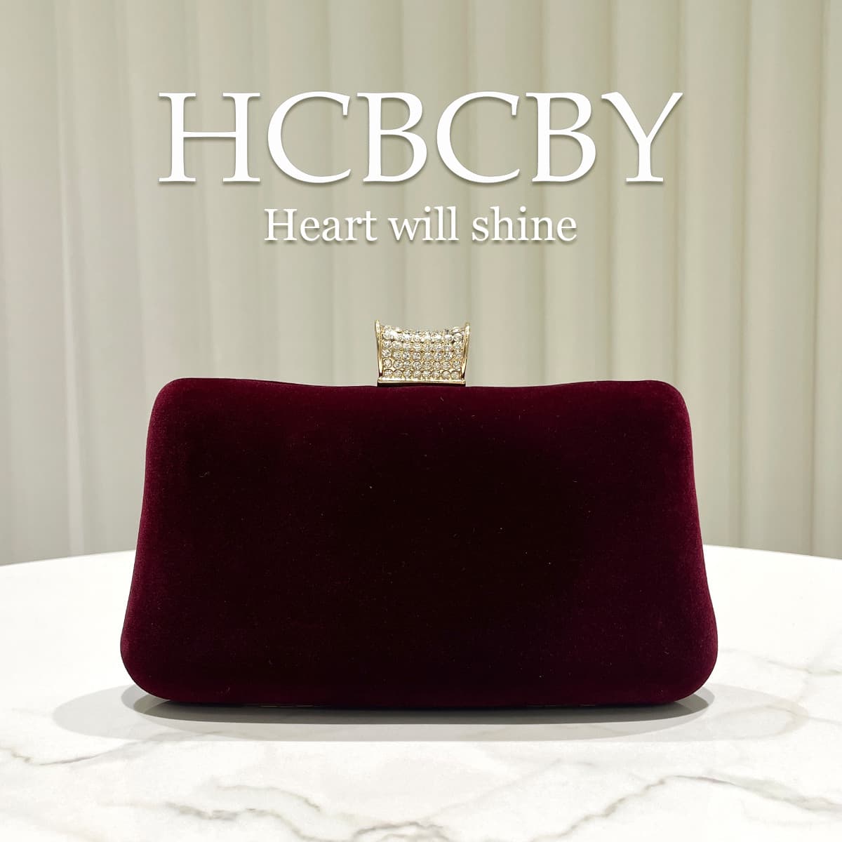 Wine Red Elegant Velvet Rhinestone Clasp Decorative Clutch Bag Women's Fashion Temperament Evening Bag for Formal Dress Qipao Banquet