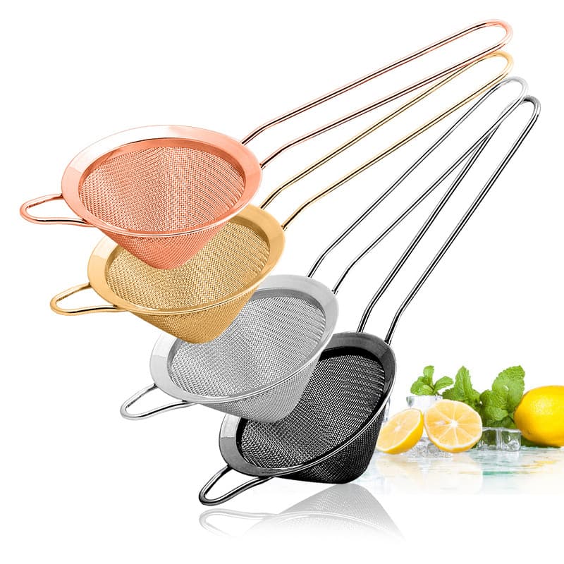 Cross-border 304 Stainless Steel Cocktail Strainer Long Handle Cone Filter Ice Strainer Beverage Mixing Tool