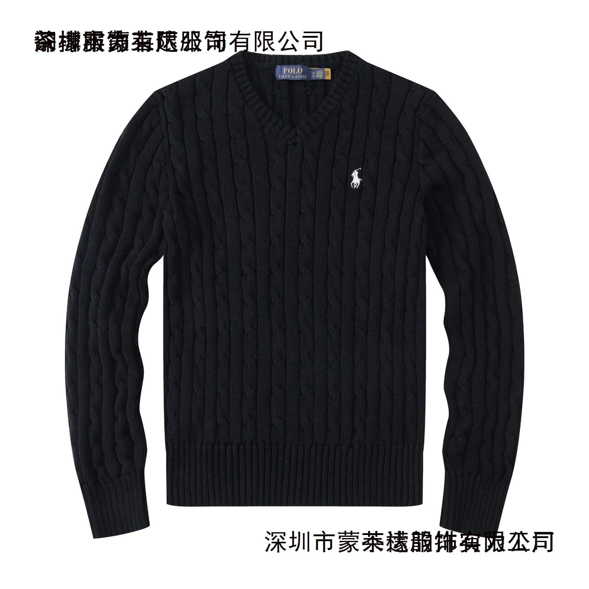 Cross-border Polo Round Neck Sweater Couple Small Horse Cable Knit Casual Wool Sweater Thickened Paul Pullover