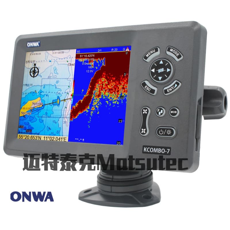ONWA KCombo-7A 7-inch Marine GPS Combo Sensor Color LCD GPS Plotter Combo with