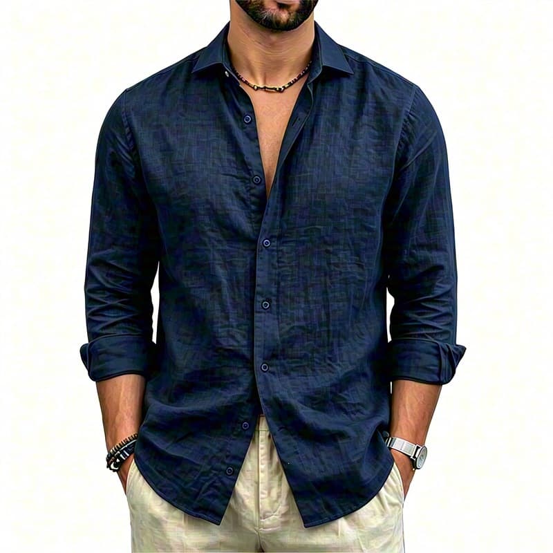 Export Long Sleeve Shirt 2026 New Sun Protection Shirt Old Money Style Cotton Breathable Textured Men's Shirt Jacket Men
