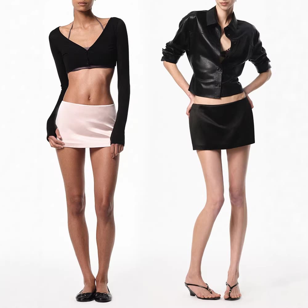 In stock premium satin matte mini skirt shorts, pure and seductive ultra-short skirt, elegant date night low-waist skirt