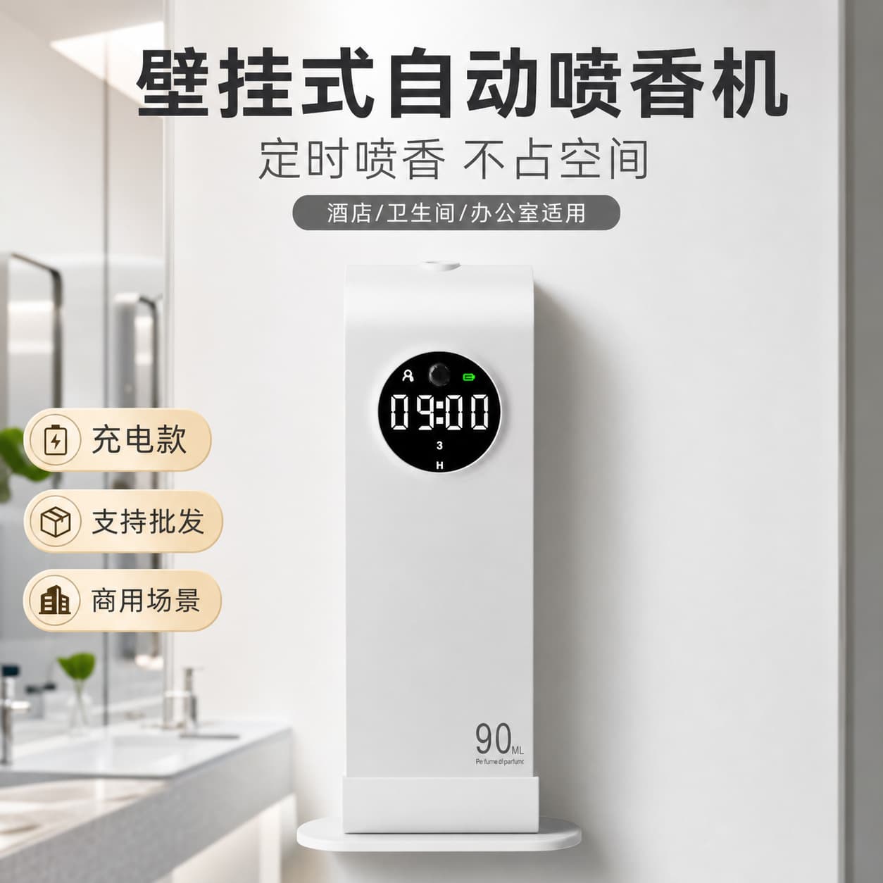 Intelligent Sensor Fragrance Sprayer, Automatic Aroma Diffuser, Wall-Mounted Scent Diffuser for Hotels and Homes, Rechargeable Timed Fragrance Sprayer