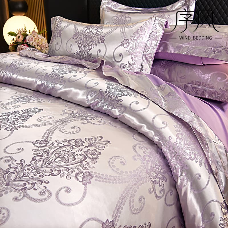 European luxury satin jacquard four-piece bed sheet and quilt cover 1.8m2.0m high-end wedding three-piece bedding set