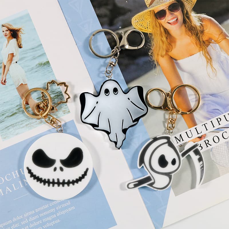New DIY Epoxy Mold Halloween Skeleton Ghost Keychain Silicone Mold Cross-Border Exclusive Amazon