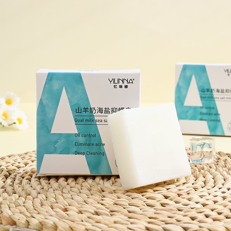 【Yilina】 Sea Salt Soap Goat Milk Sea Salt Essential Oil Soap Handmade Soap Cleansing and Moisturizing 70G