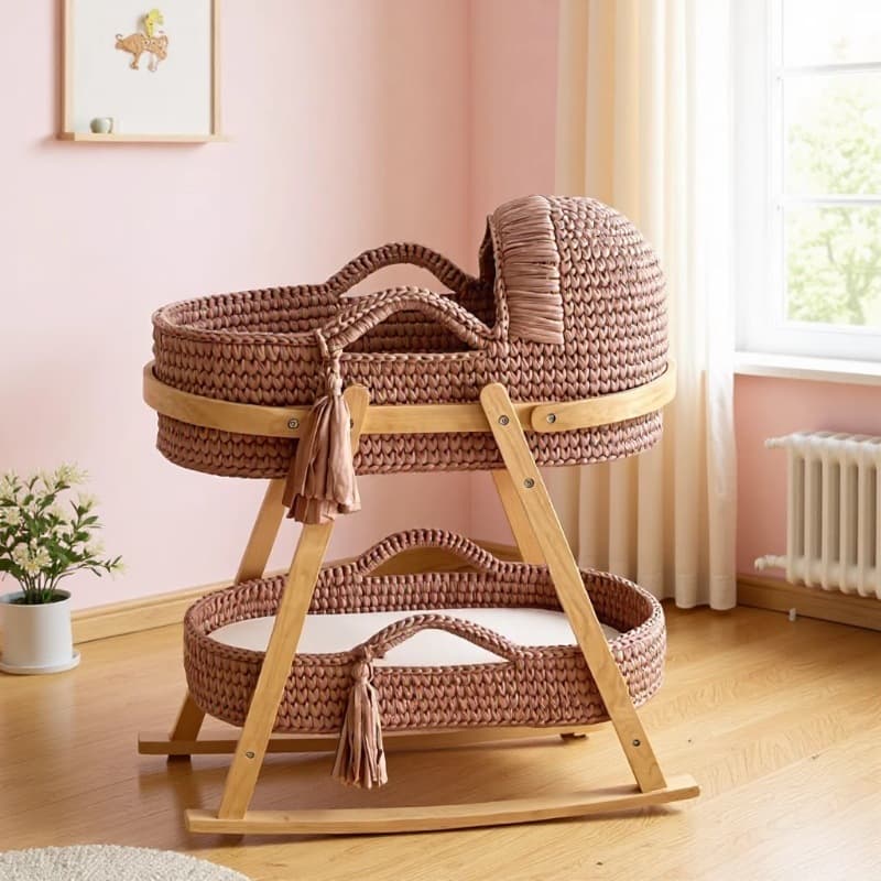 Amazon's best-selling new crochet cloth baby basket Moses baby cradle, soft, comfortable and lightweight