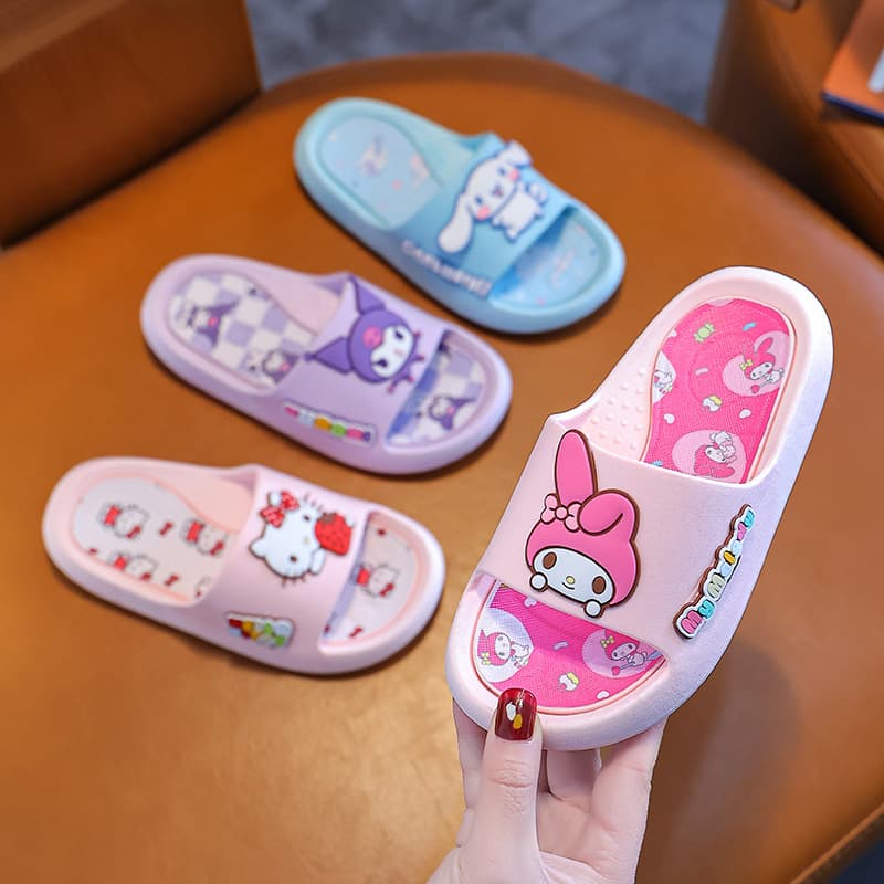 Girls and Kids Summer Cartoon Sanrio Indoor Slippers, EVA Soft-Sole Baby Non-Slip Slippers for Girls