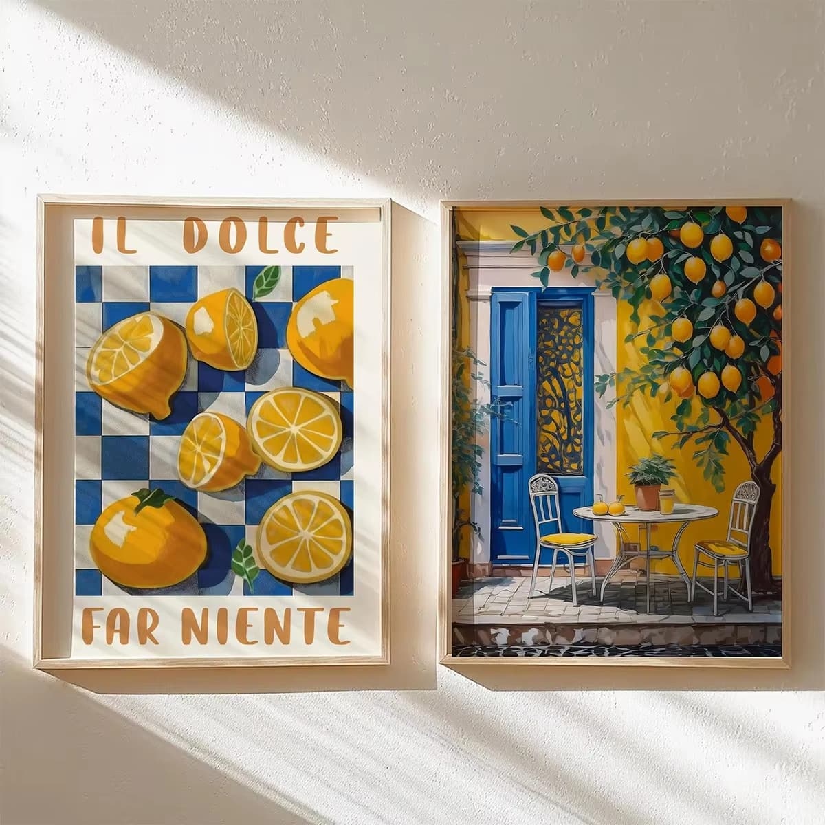 Illustration Style Summer Italy Natural Street View Lemon Living Room Bedroom Canvas Art Print Frameless Poster