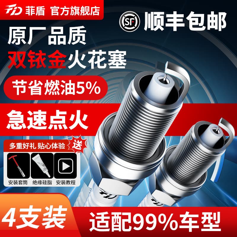 Feidun High Performance Spark Plug Compatible with Kia Forte Soul Optima Rio K9 Carnival K7 Cadenza Double Iridium
