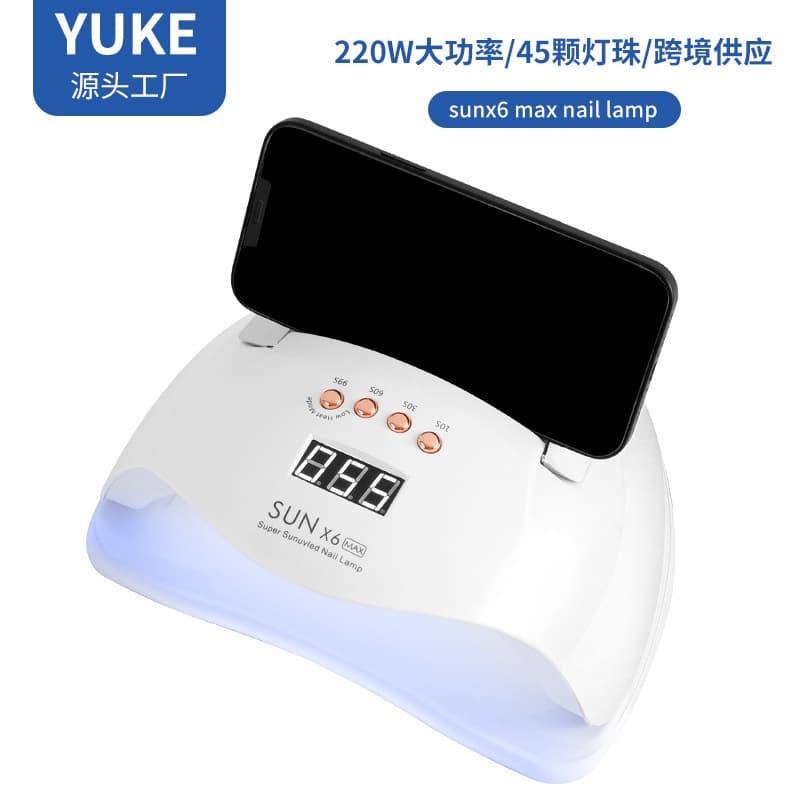SunX6Plus Nail Lamp 220W High Power UV LED Nail Dryer for Gel Polish, No Black Hands, UV Curing Lamp for Nail Salon